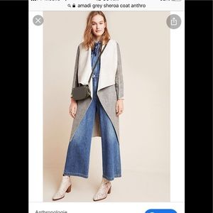 Anthropologie Camilla grey suede Sherpa coat